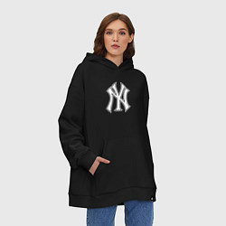 Толстовка-худи оверсайз New York yankees - baseball logo, цвет: черный — фото 2