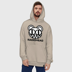 Толстовка-худи оверсайз Radiohead logo bear, цвет: миндальный — фото 2