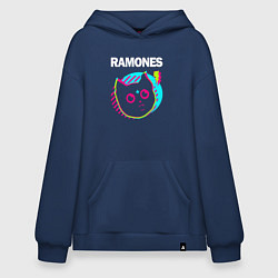 Толстовка-худи оверсайз Ramones rock star cat, цвет: тёмно-синий