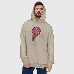 Толстовка-худи оверсайз Brain ice cream, цвет: миндальный — фото 2