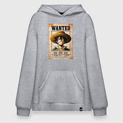 Толстовка-худи оверсайз One Piece - Wanted, цвет: меланж