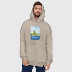 Толстовка-худи оверсайз Акварель Исаакиевский Собор с надписью Питер - это, цвет: миндальный — фото 2