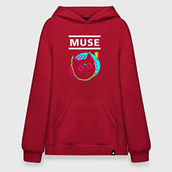 Толстовка-худи оверсайз Muse rock star cat, цвет: красный