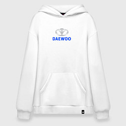 Толстовка-худи оверсайз Daewoo sport auto logo, цвет: белый