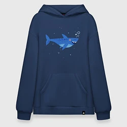 Толстовка-худи оверсайз Синяя акула, цвет: тёмно-синий