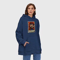 Толстовка-худи оверсайз Jump Mario, цвет: тёмно-синий — фото 2