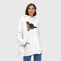 Толстовка-худи оверсайз Пушистая выдра, цвет: белый — фото 2