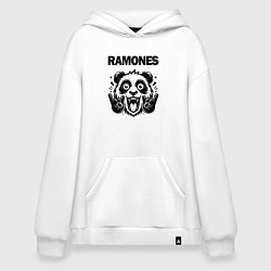 Толстовка-худи оверсайз Ramones - rock panda, цвет: белый