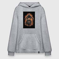 Худи оверсайз Скелет едет на старом мотоцикле