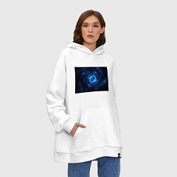 Толстовка-худи оверсайз Взрыв синий геометрической абстракции, цвет: белый — фото 2