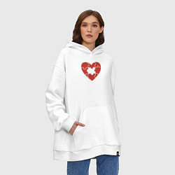 Толстовка-худи оверсайз Puzzle heart, цвет: белый — фото 2