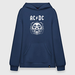 Толстовка-худи оверсайз AC DC rock panda, цвет: тёмно-синий