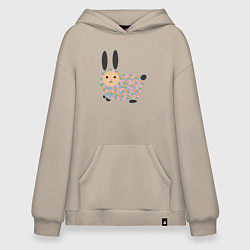 Толстовка-худи оверсайз Разноцветный зайчик, цвет: миндальный