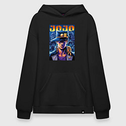 Толстовка-худи оверсайз Jojo - Jotaro Kujo ai art, цвет: черный