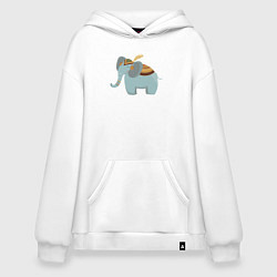 Толстовка-худи оверсайз Cute elephant, цвет: белый