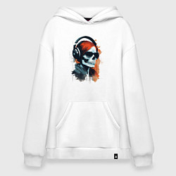 Толстовка-худи оверсайз Grunge redhead girl skull, цвет: белый