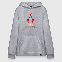 Толстовка-худи оверсайз Assassins creed shadows logo, цвет: меланж