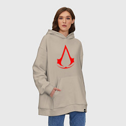 Толстовка-худи оверсайз Red logo of assassins, цвет: миндальный — фото 2