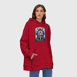 Толстовка-худи оверсайз Urban fox - ai art, цвет: красный — фото 2