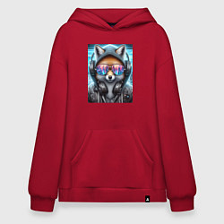 Толстовка-худи оверсайз Urban fox - ai art, цвет: красный