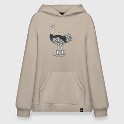 Толстовка-худи оверсайз Страус в сапожках, цвет: миндальный