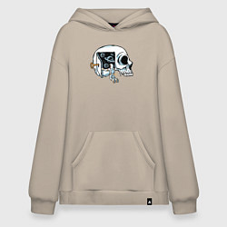 Толстовка-худи оверсайз Космос в черепной коробке, цвет: миндальный