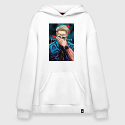 Толстовка-худи оверсайз Магическая битва Кэнто Нанами маг первого класса а, цвет: белый