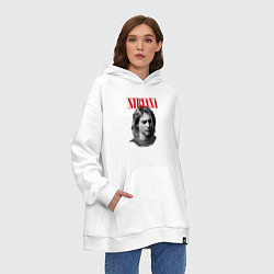 Толстовка-худи оверсайз Nirvana kurt donald cobain, цвет: белый — фото 2