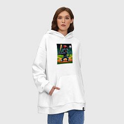 Толстовка-худи оверсайз Пантера - баттер бейсбольной команды, цвет: белый — фото 2