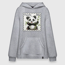 Толстовка-худи оверсайз Панда Миа акварель, цвет: меланж