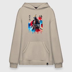 Худи оверсайз Японский самурай - акварель