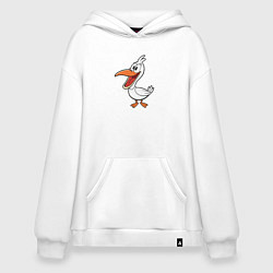 Толстовка-худи оверсайз Довольный пеликан, цвет: белый