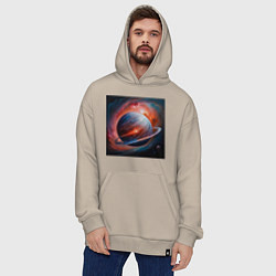 Толстовка-худи оверсайз Огненная планета, цвет: миндальный — фото 2