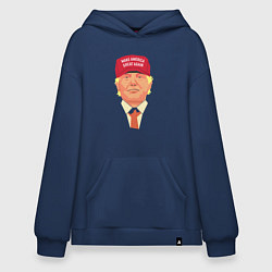 Толстовка-худи оверсайз Trump - America, цвет: тёмно-синий