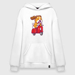 Толстовка-худи оверсайз Пёсик на мотороллере, цвет: белый