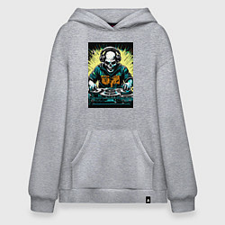 Толстовка-худи оверсайз Диджей скелет, цвет: меланж