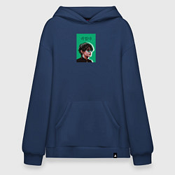 Толстовка-худи оверсайз Техен зеленый, цвет: тёмно-синий