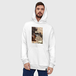 Толстовка-худи оверсайз Музыка эстетика, цвет: белый — фото 2