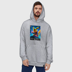 Толстовка-худи оверсайз Пмкачу на крыше небоскрёба - ночной кошмар, цвет: меланж — фото 2