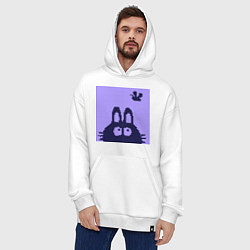 Толстовка-худи оверсайз Вязаный зайка смотрит на бабочку, цвет: белый — фото 2