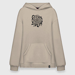 Толстовка-худи оверсайз Современная абстрактная природа, цвет: миндальный