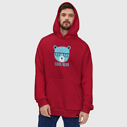 Толстовка-худи оверсайз Крутой мишка, цвет: красный — фото 2