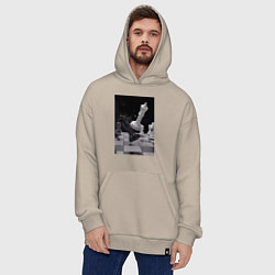 Толстовка-худи оверсайз Шахматы эстетика, цвет: миндальный — фото 2