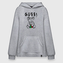 Толстовка-худи оверсайз Гусси - мишка с гусями, цвет: меланж