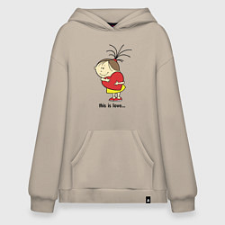 Толстовка-худи оверсайз This is love, цвет: миндальный