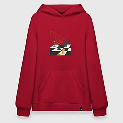 Толстовка-худи оверсайз Шахматная доска с фигурами, цвет: красный