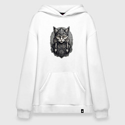 Толстовка-худи оверсайз Viking cat, цвет: белый