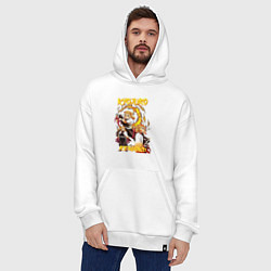 Толстовка-худи оверсайз Клинок рассекающий демонов комбо Ренгоку, цвет: белый — фото 2