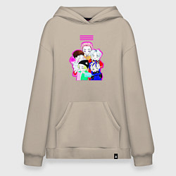 Толстовка-худи оверсайз Big bang в аниме стиле, цвет: миндальный