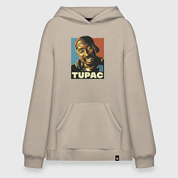 Толстовка-худи оверсайз Tupac - all eyez on me, цвет: миндальный